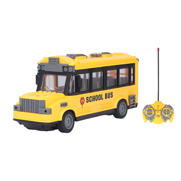 School Bus Toy 1/30 Scale Body Lights Forward Backward Function Yellow Battery Power Supply Plastic Material RC Car