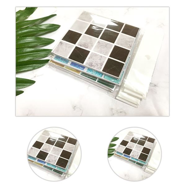 30 kpl mosaiikkitapetit PVC 3D vedenkestävä öljynkestävä itseliimautuva seinätarra keittiötasolle vaaleanharmaa ruudullinen