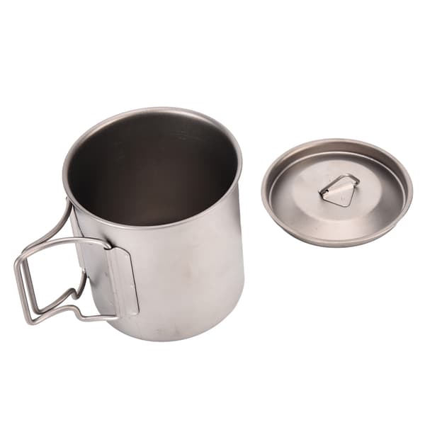 Titanium Cup 420ml High Temperature Resistance Portable Outdoor Camping Mug with Lid Foldable Handle