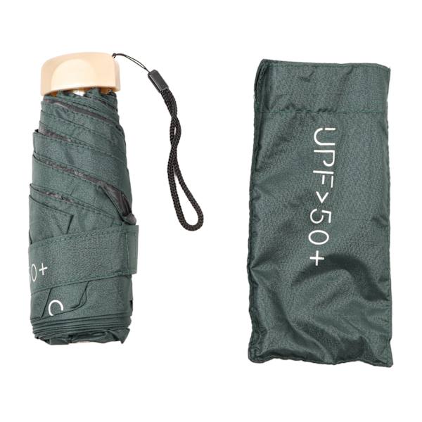 6-delt paraply med solbeskyttelse UPF50 Impact Cloth Bærbar sammenklappelig paraply til solrigt Regnfuldt Mørkegrøn