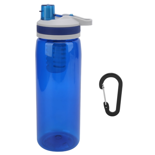 770 ml bärbar filtrerad vattenflaska utomhus vattenrenare för camping vandring nödblå