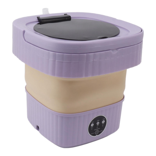 6L Mini Bærbar Vaskemaskin Sammenleggbar Automatisk Mini Klesvask med Soft Spin Dry 100‑240V Lilla EU-kontakt