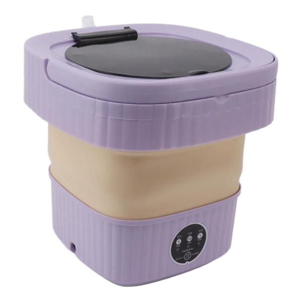 6L Mini Bærbar Vaskemaskine Foldbar Automatisk Mini Tøjvask med Soft Spin Tør 100‑240V Lilla EU-stik