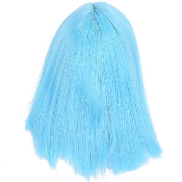 Blå Kort Rett Hår Parykk Pustende Elastisk Stropp For Fest Cosplay Daglig Bruk 35cm 13.8in