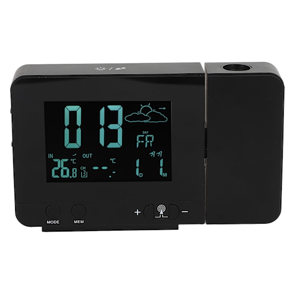 Projection Alarm Clock 8 Backlight Color Temperature Weather Display Snooze Function USB Alarm Clock 100‑240VEU Plug