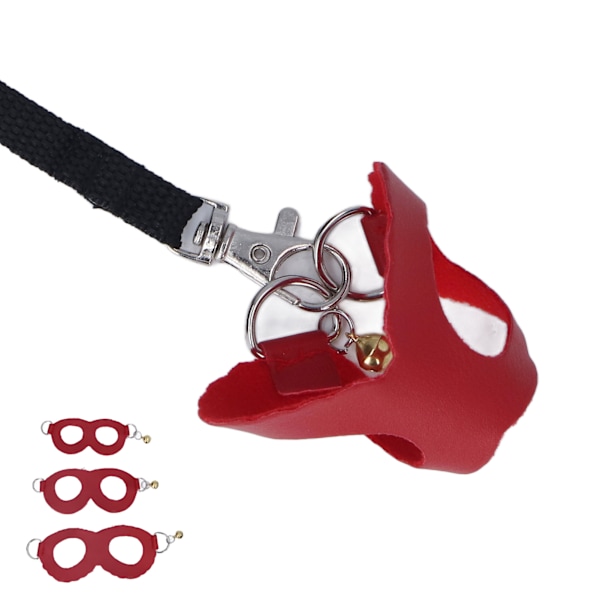 Hamstersele och koppel Set konstläder Mjukt Lätt att bära Råtta Walking Sele Väst och koppel Set med Bells Red