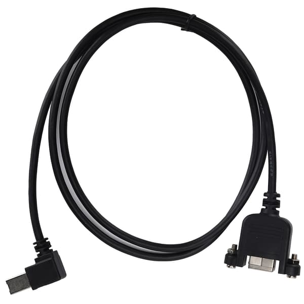 Retvinklet USB han til USB hun forlængerkabel med skrueadapter