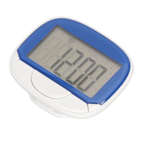 Distance Calorie Pedometer Large Screen Clock Display 2D Pedometer with Back Clip Multifunctional for Walking Running Blue