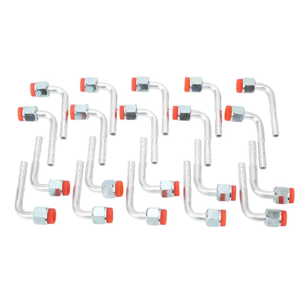 20pcs Barb Fitting Elbow Nut 90 Degree O-Ring Female Air Conditioner Pipe Fitting Adapter Joint 3/8in