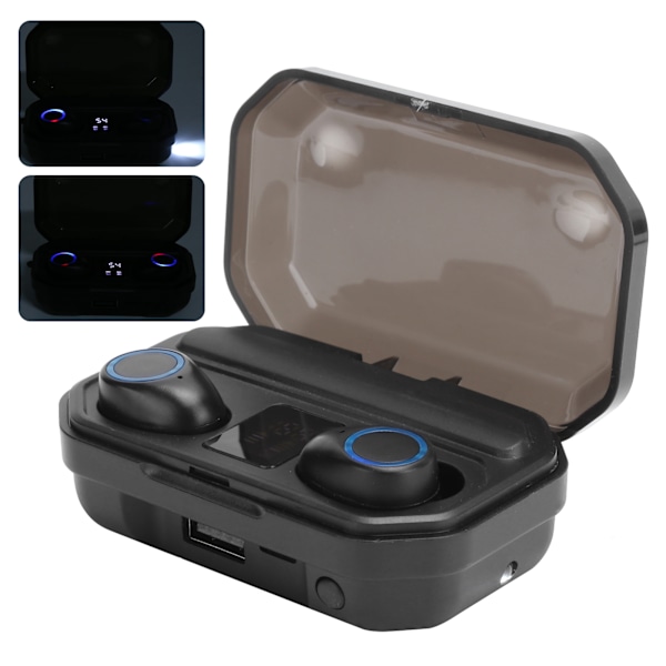 M12 InEar Bluetooth 5.0 Hörlurar med Digital Display, Riktigt Trådlösa, Touchkontroll