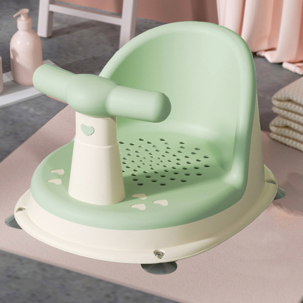 Babybadsits Justerbar Ergonomisk Förhindra halka Spädbarnsbadkarssits Badstol med starka sugkoppar Grön