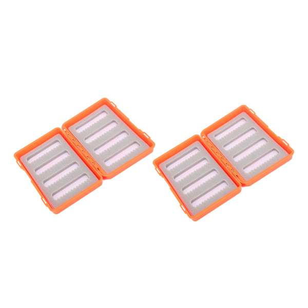 2 stk Fiskefluer Krogboks Orange Plast Flugfiskeri Tilbehørsboks