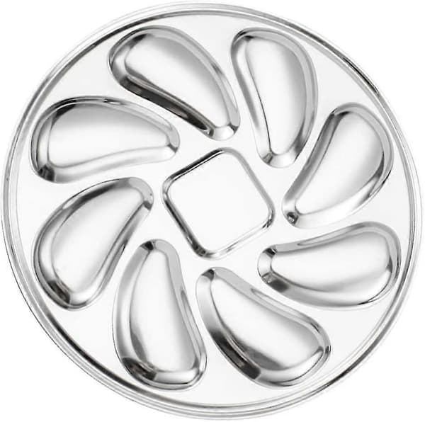 【LD】Ostronfat Ostronserveringsbrickor Rostfritt Stål Ostronfat Ostronskal Silver