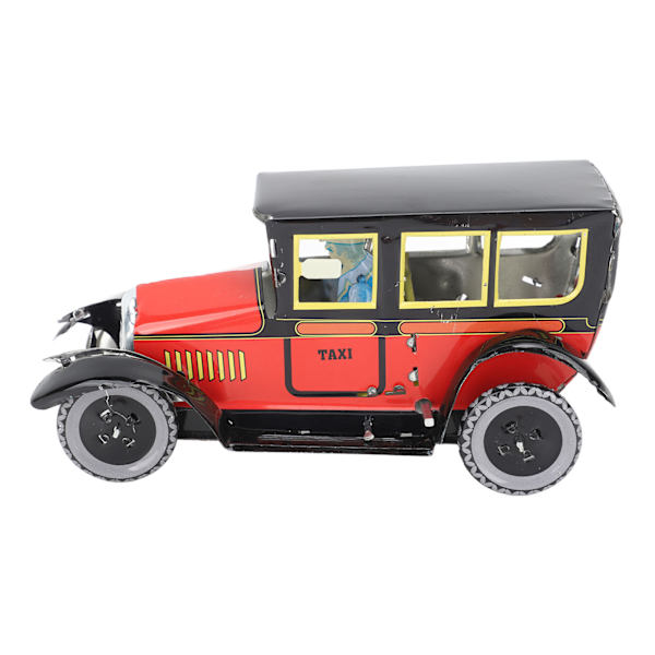 Kellokoneella toimiva lelutaksi Punainen Väri Tyylikäs vintage Kellokoneella toimiva leluauto juhliin syntymäpäiville