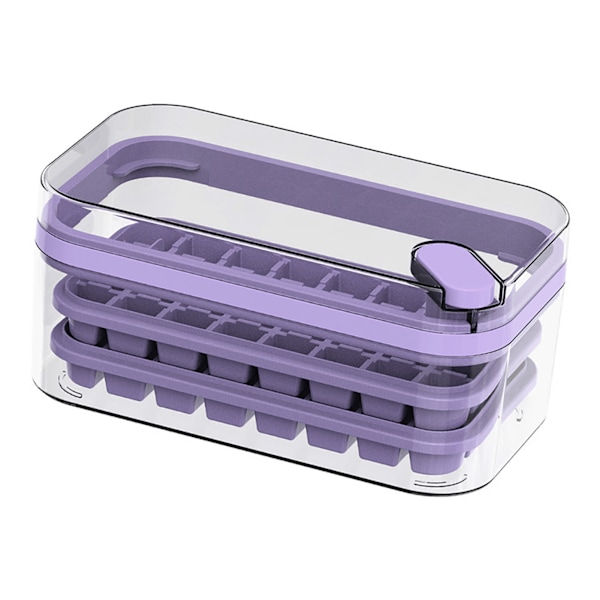 Iskubbricka Dubbellager 64st Ice Maker Box Hem Press Easy Release Ice Frys Förvaringsbox Lila