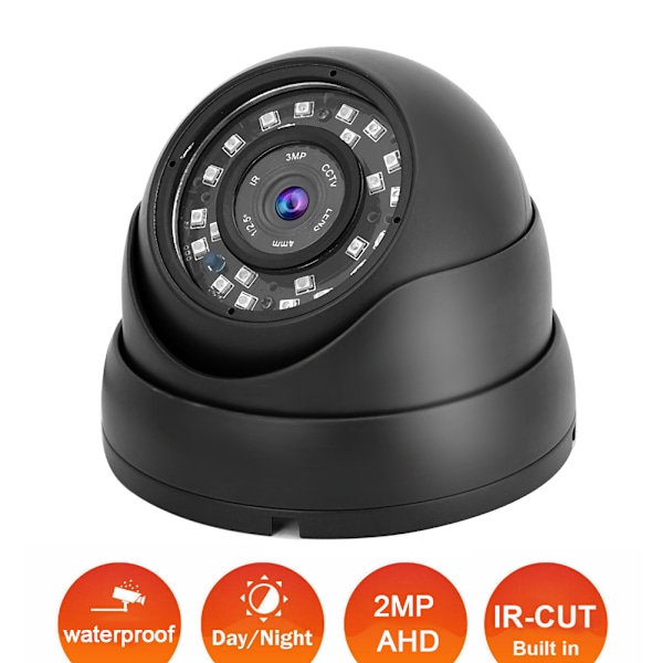1080p CCTV Kuppelkamera AHD Kamera Overvågning NTSC System til Bus Båd Bil (Sort )