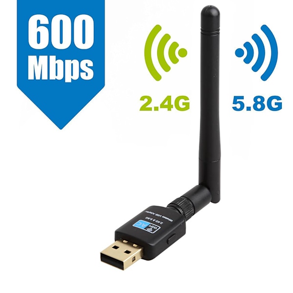 Kaksoisbändinen langaton verkkokortti 360° kääntyvä Mini USB WiFi-tikku