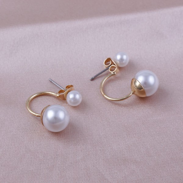 Double White Pearl Gold korvakorut / Double Pearl