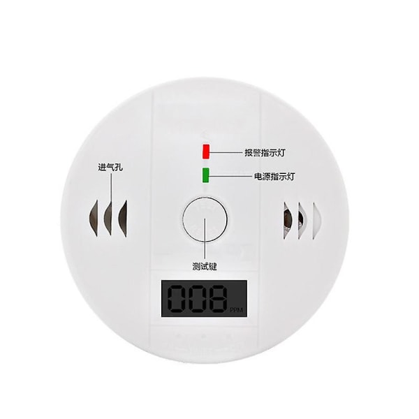 Karbonmonoksiddetektor, co-alarmdetektor med digitalt display og lydalarm for hjemmet, kontoret