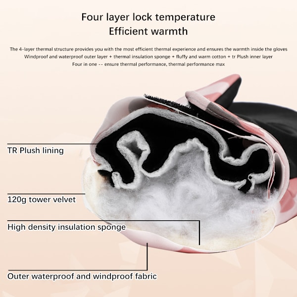 Vintervantar Fleecefodrade Vattentäta halkfria handskar Varma skidhandskar Presenter för kvinnor Män Utomhuscykling