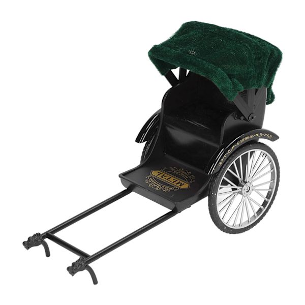 Simuloitu Rickshaw-malli Leikkikalu Metalli Hienovaraiset yksityiskohdat Upea käsityö Jinrikisha-koriste sisustukseen Musta