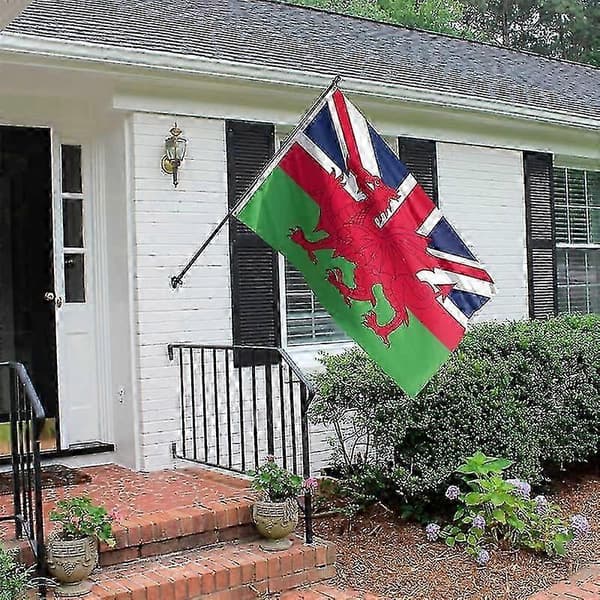 Walisisk flagg med Union Jack Wales flagg Wales drage polyester dobbel søm 2 maljer modus 84 2025
