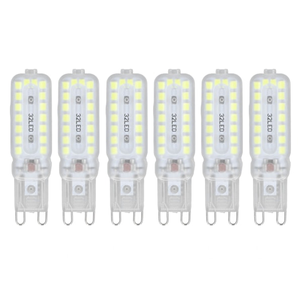 6st G9 LED-lampor 7W Dimbar 360° Belysning Ersättningslampa för Vägg Skrivbordsskåp Lampa Vitt Ljus 110-140V