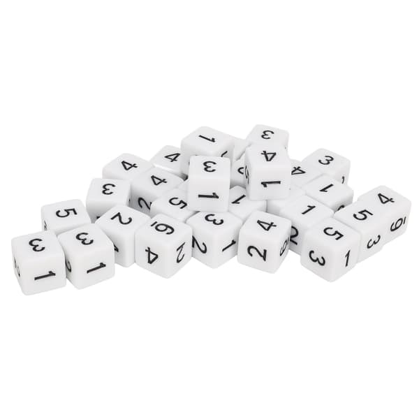 30st Dice Set 16mm 6-Sided Plastic Educational Number Dice Cubes for Math Games Tabletop Games Board Games White