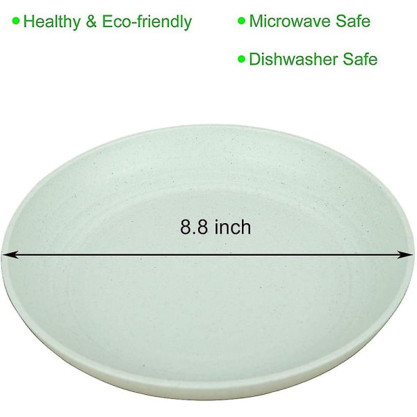 Hvetehalmtallerkener - Gjenbrukbar tallerken - Tåler oppvaskmaskin og mikrobølgeovn - Perfekt til middagsretter - Sunt for barn og voksne, BPA-fri