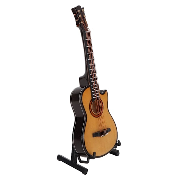 Miniatyr Gitarr Modell Trä Mini Musikinstrument Gitarr Replika med Ställ OrnamentM