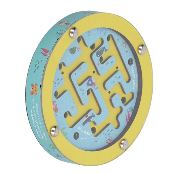 Balance Maze Game Dubbelsidig pedagogisk rund bärbar träboll labyrint pussel brädspel för barn Green Ocean