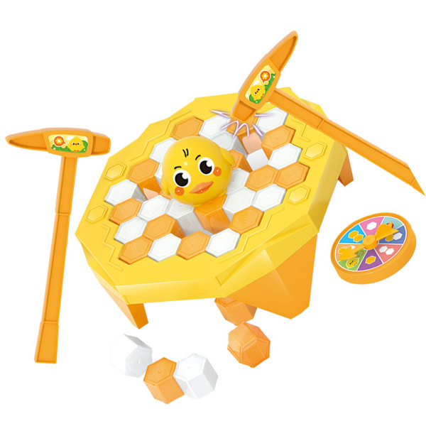 Baby Trap Break Ice Game Interaktiv djurfigur Ice Block Knock Breaking Game för småbarn för barn Gul