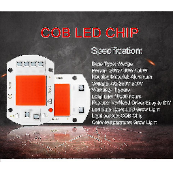 Full Spectrum COB LED Grow Light för inomhusväxter - Ingen drivrutin behövs