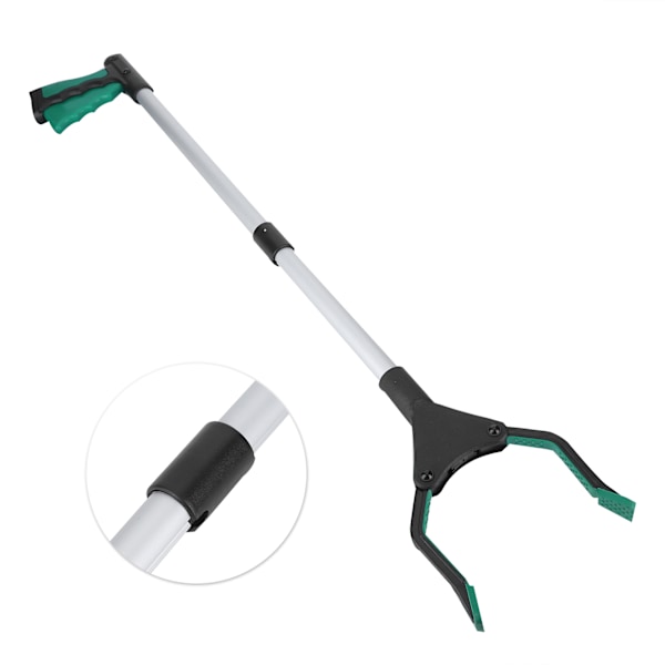 Multifunksjonell sammenleggbar lang søppelklype Grabber Picker Tools Sanitærrengjøringstilbehør Grønt håndtak Sølv Tube