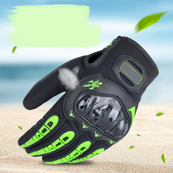 Full Finger Touch Screen Motorcykel Handskar Andas Touchscreen Handskar med Full Hand Green