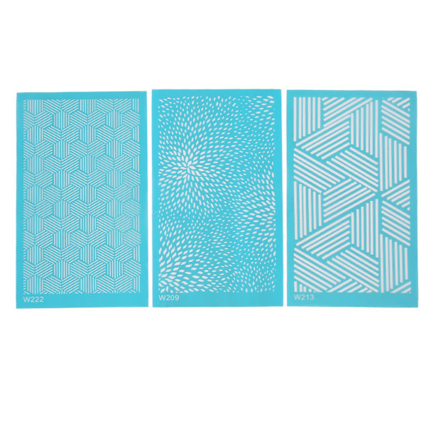 3kpl Silkkipaino Sapluunat Polymeerisavelle Uudelleenkäytettävät DIY Silkkipainot Paperikorteille T-paidoille Kangaslaseille 209 213 222
