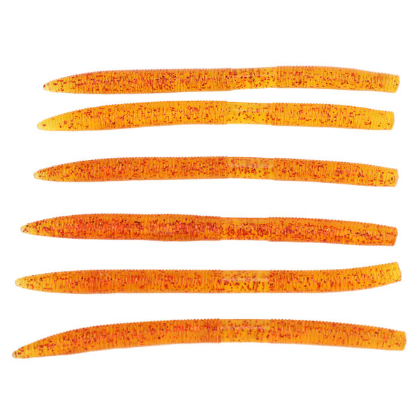 6 st/set Nudelmask Fiskebete Bittålig PVC Mjuk Maggot Daggmask Artificiell BeteOrange Gul