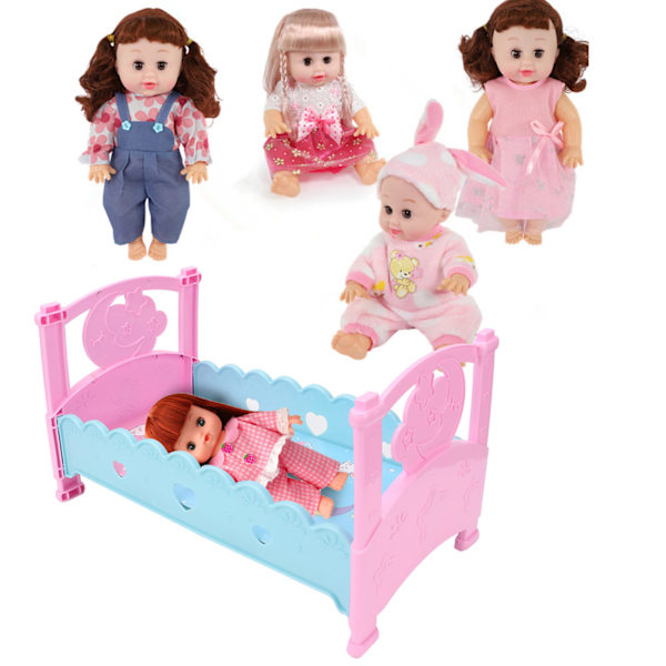 Mini Härlig Simulering Docksäng Spjälsäng Möbler Baby Lekhus Leksaker Tillbehör
