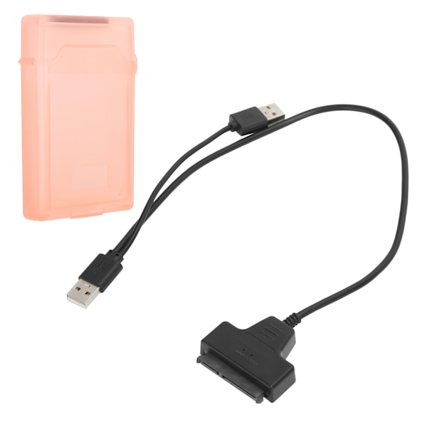 Hårddiskadapterkabel SATA HDD/SSD Dubbel Gränssnitt Konverteringssladd med 2,5-tums Skyddsbox Röd