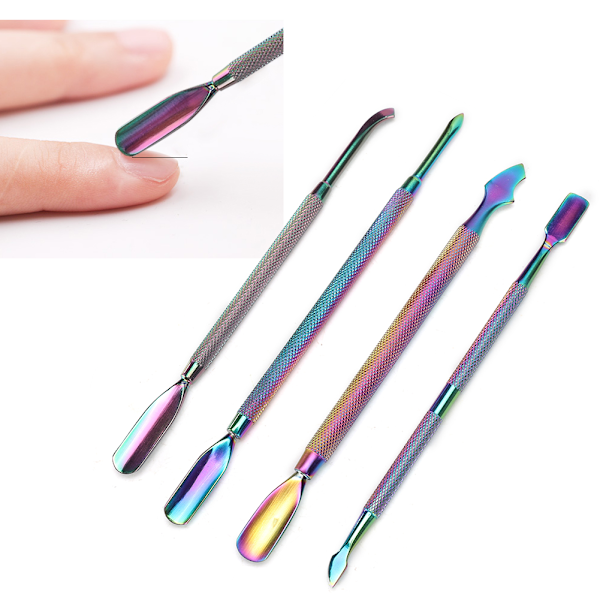 4 st rostfritt stål nagelbandsskjutare med dubbla ändar stålpusher Dead Skin Remover (4st set)