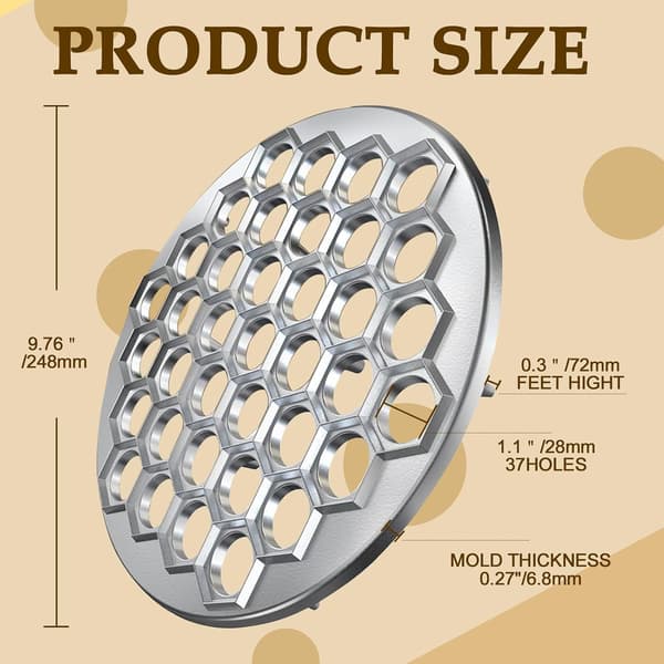 Raviolimaskin dumplingform, dumplingmaskin, 37-håls aluminiumlegering dumplings metallform
