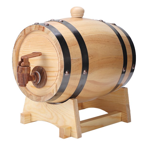 1,5 L Hushålls Mini Pine Wood Vinfat Fat Trä Ölbryggningsutrustning Träfärg 1,5L