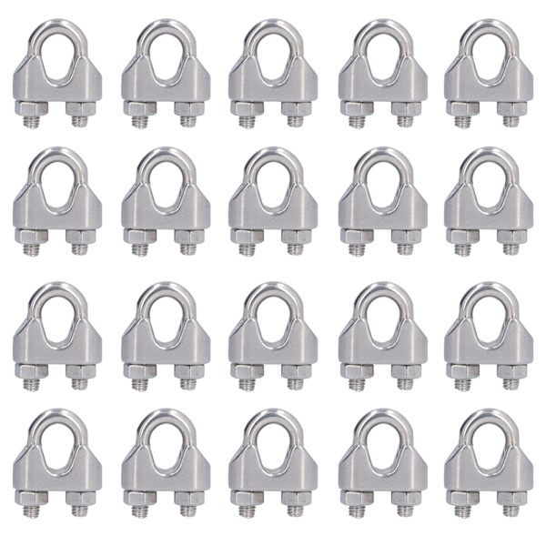 20 stk rustfritt stål wireklemme Hårdvare Rigg Kabelklemme Lås Klemmesett M3(3mm)