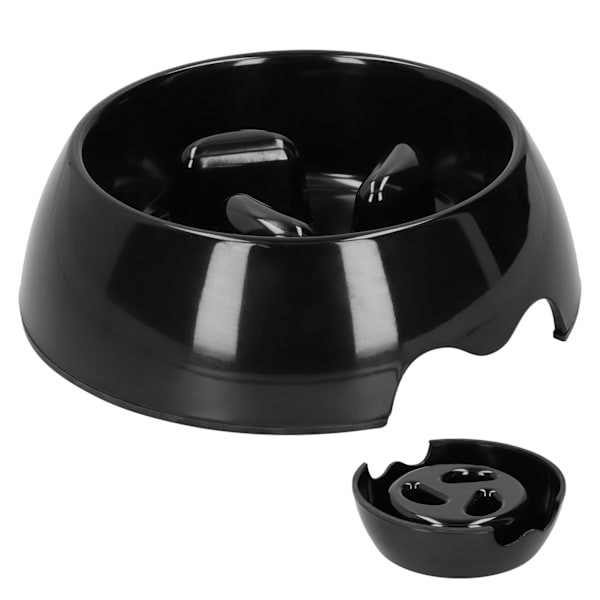 Pet Slow Feeders Bærbar Hund Langsom Foder Skål Anti Kvælning Skål til Kat Hund Tilbehør M Sort