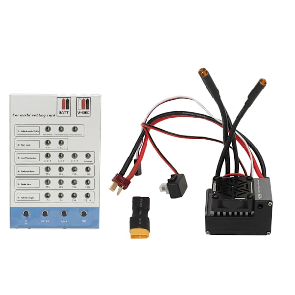 2S-3S 60A harjaton ESC vedenkestävä elektroninen nopeussäädin ohjelmointikortilla 1/10 RC-autolle