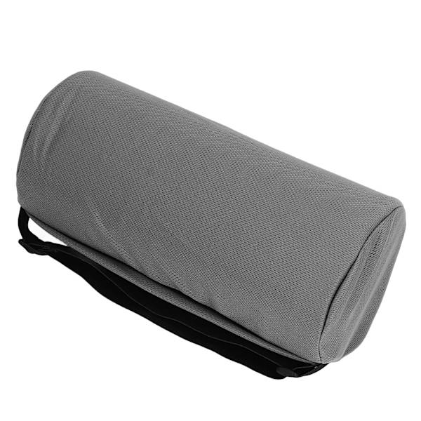 Lumbar Roll Pillow Multifunctional Memory Foam Back Roll Waist Support Cylinder Pillow with Adjustable Strap Grey