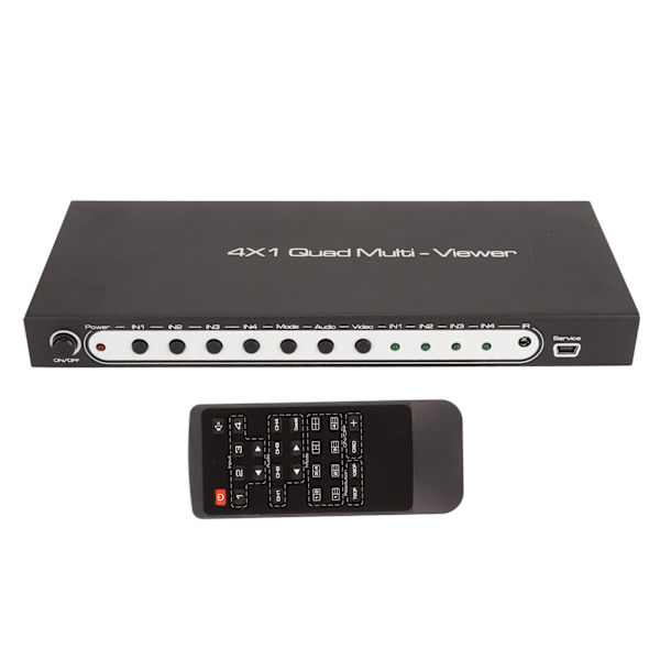 HD Multimedia Interface 4x1 Quad Multi Viewer 4 inn 1 ut HD Multimedia Interface Switcher 100‑240V EU-plugg