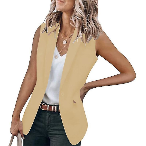 Ärmlös aprikos kavaj väst för kvinnor XL casual work outwear