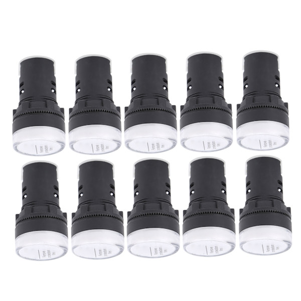 10st AD16‑22DS LED-signalljus Vit Indikator för hög ljusstyrka Utrustning AC/DC24V