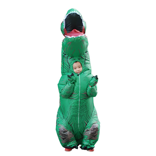 Dinosauruspuku T Rex Ilmapallo Dinosauruspuhallusasu Halloween Cosplay Party Joulupukki 120‑140cm Vihreä